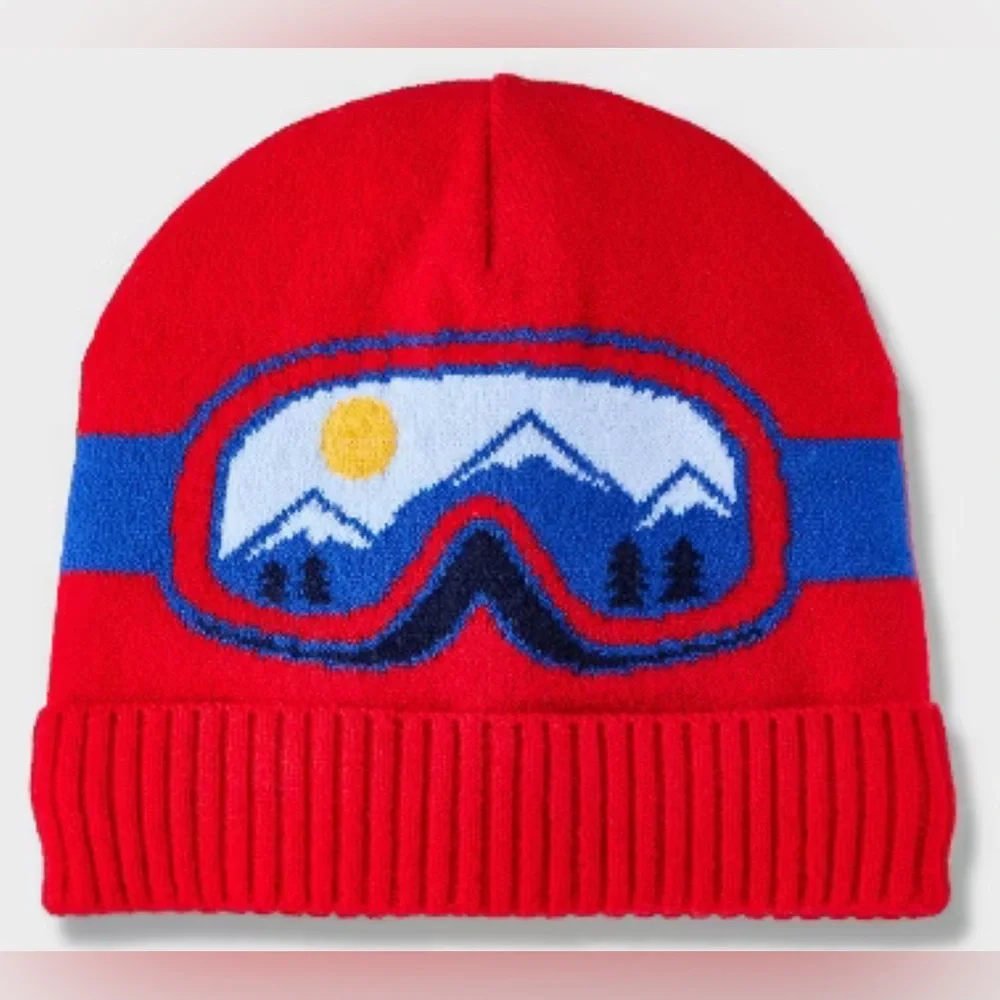 Boys' Retro Ski Goggle Beanie Hat - Cat & Jack™ Red NWT